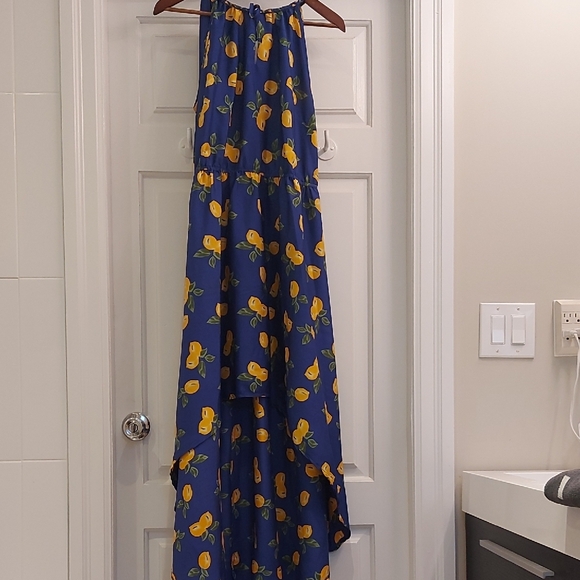 Ultra Pink Dresses & Skirts - Ultra Pink Blue and Yellow High Low Dress